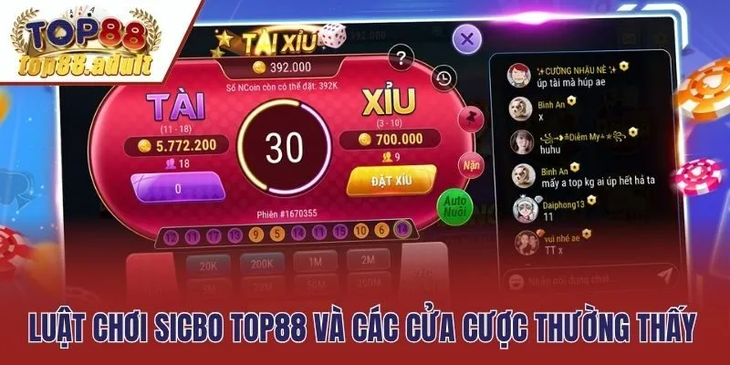 Luật chơi Sicbo Top88 và các cửa cược thường thấy
